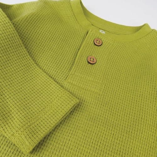 HonestBaby Boys' Baby Toddler & Kid Waffle Henley 100% Organic Long Sleeve Shirts (5-Pack) thumbnail 5