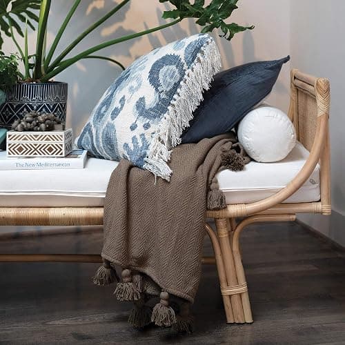 Creative Co-Op Woven Wool Shag Lumbar Pillow with Love Design, Black and Cream thumbnail 5