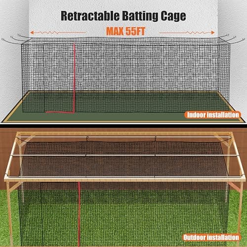 RIIFRILY Baseball Batting Cage Nets, #30/#45 NET ONLY, 20'L/ 35'L/55'L/70'L thumbnail 6