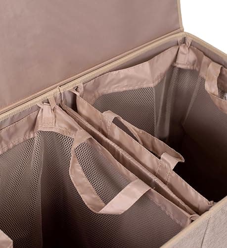 BirdRock Home Double Laundry Hamper with Lid and Removable Liners | Linen | Easily Transport Laundry | Foldable Hamper | Cut Out Handles thumbnail 7