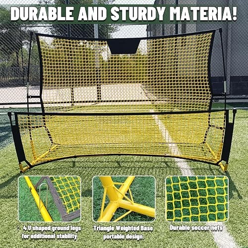 Seliyoo Dual-Sided Soccer Rebounder – Adjustable High/Low Nets for Volleys & Ground Passes, Portable Training Board for 2 Players, Teams & Home Backyard Use thumbnail 3