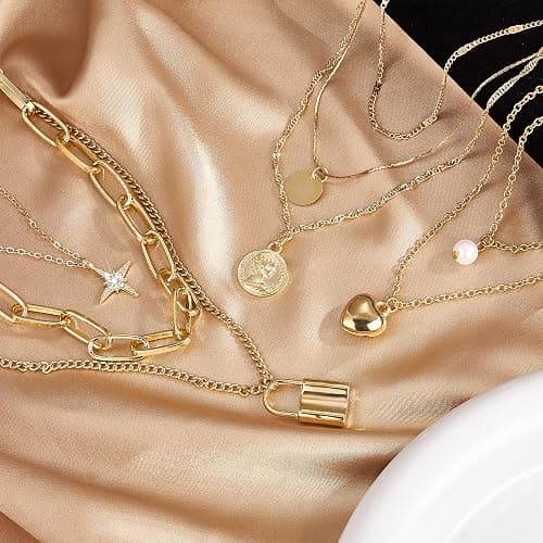 MEDOJO 93 Pcs Golden Jewelry Set for Women Costume Jewelry Pack Golden Plated Necklace Bracelet Stackable Ring Earrings Jewelry Pack for Women thumbnail 5