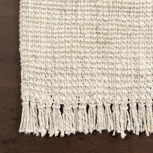 nuLOOM 6x9 Daniela Jute Tassel Hand Woven Area Rug, Off White, Solid Chunky Farmhouse Design, Natural Fiber, For Bedroom, Dining Room, Living Room, Hallway, Office, Entryway thumbnail 9