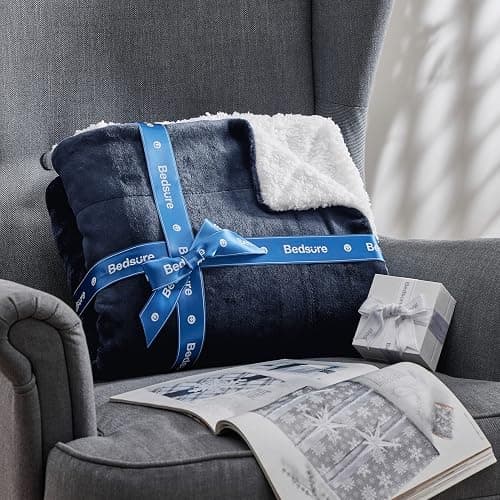 Bedsure GentleSoft Sherpa Fleece Throw Blanket for Couch - Thick and Warm Throw for Women and Men, Soft Fuzzy Plush Blanket for Winter, Navy, 50x60 Inches | Soft, Warm, Plush, Thick, Fuzzy, for Winter, for Couch thumbnail 7