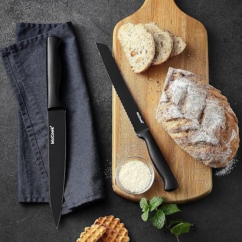 McCook® Knife Sets,German Stainless Steel Knife Block Sets with Built-in Sharpener, Black - BlackBlack - 15 thumbnail 7