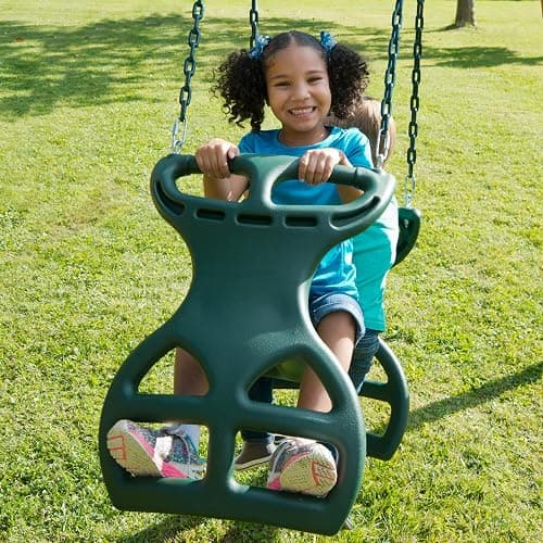 Swing-N-Slide WS 3452 Heavy Duty Two Person Dual Glider Swing, with Coated Chains to Prevent Pinching, 18" W x 25 in H x 40" L, Green thumbnail 2