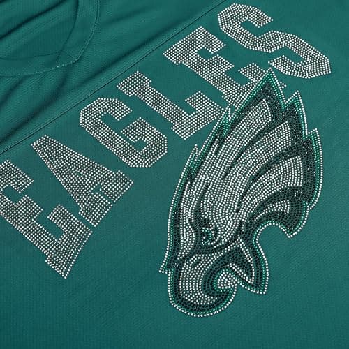 FOCO NFL Womens NFL Team Rhinestone Logo Oversized V-Neck Mesh T-Shirt - Image 1