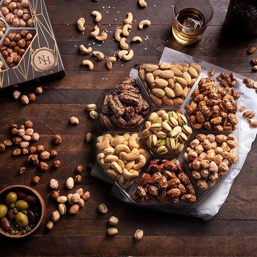 Holiday Christmas Nuts Gift Basket - Assortment of Sweet & Roasted Salted Gourmet Nuts - Assorted Food Gift Box for Christmas, Holiday, Family, Sympathy, Men & Women. thumbnail 4