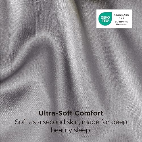 Bedsure King Size Satin Pillowcase Set of 2 - Dark Grey Pillow Covers for Hair and Skin with Envelope Closure, Similar to Silk Pillow Cases, Gifts for Women Men, 20x36 Inches, 2pcs thumbnail 6