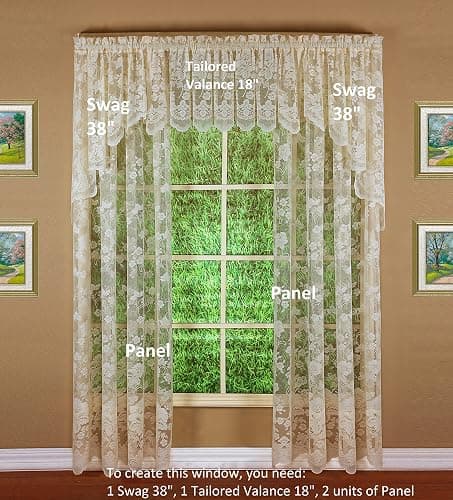 Today's Curtain Floral Vine Lace Panel 84", Ivory, 60W x 84L thumbnail 6