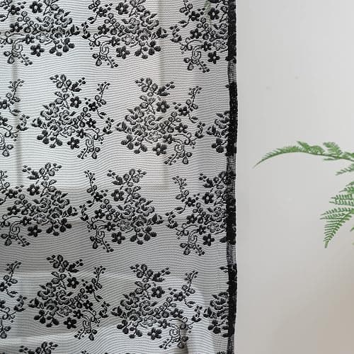 TUDECO Black Lace Shower Curtain with Valance, Gothic Style, 72 x 72 Inch | Halloween Bathroom Curtain, Moody Witchy Victorian Decor, Dark Vintage Floral, Soft Light Filtering, Scalloped Edges thumbnail 4
