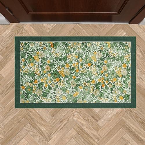 Laura Ashley Green Lovestone Floral Machine Washable & Slip Resistant 26" x 45" Accent Rug - Green Lovestone Floral - 3'9" x 2'2" (Rectangular) - Image 1