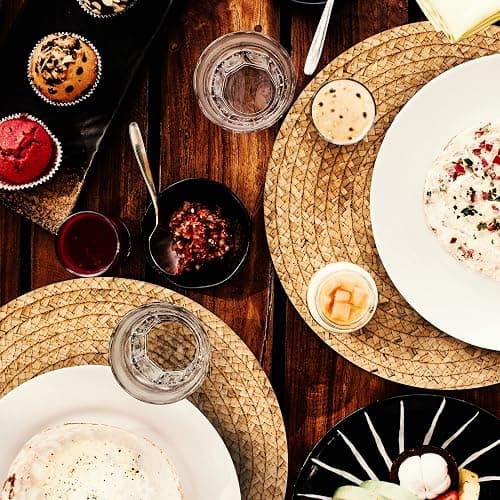 13.5” Woven Placemats, Round Rattan Placemats Set of 6, Natural Wicker Chargers for Dinner Plates, Heat Resistant, Easy to Clean, and Non-Slip – Elegant and Practical Addition to Your Dining Table thumbnail 2