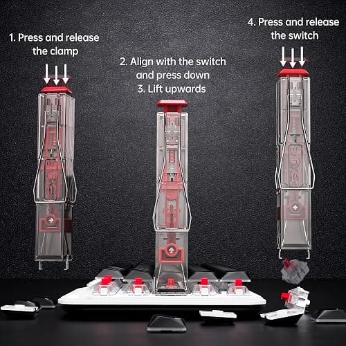 KEMOVE P10 2-in-1 Switch Puller Keycap Puller for Mechanical Keyboard, 304 Stainless Steel Key Switch Keycap Puller, Easily Remove and Replace Gaming Keyboard Switches and keycaps - Black Translucent thumbnail 5