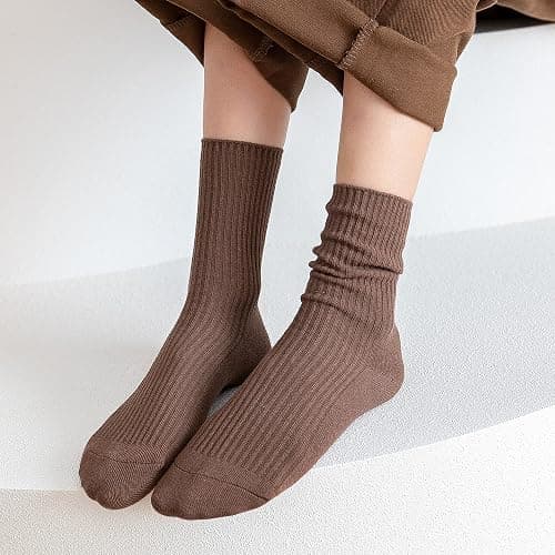 ACCFOD Womens Cute Crew Socks Casual Athletic Aesthetic Socks Neutral Cotton Socks for Women Granola Girls Clothes thumbnail 5