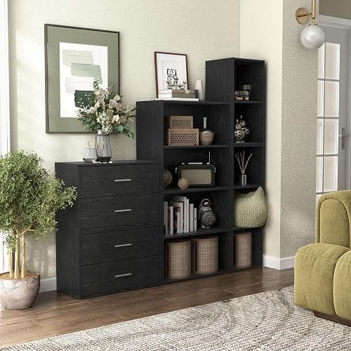 HOMES: INSIDE + OUT Apexa 2-Drawer Wooden Stackable Storage Drawers, Small Food Pantry Cabinet, Cajonera De Madera, Underbed Drawer Dorm Teen Room Decor & Bedroom, Home Office, Kitchen, Black thumbnail 12