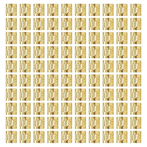 Ryalan Hair Jewelry Rings Hair Decorations Aluminum Dreadlocks Beads Metal Cuffs for Women and Girls Passion Twist Spring Faux Nu Locs Crochet Hair Gold Braid Dread Locks Rings Clips (105Pcs Gold) - 105Pcs Gold Rings