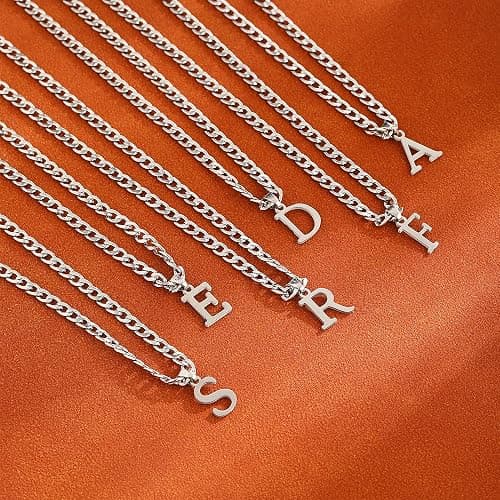 JIKASI Initial A-Z Letter Pendant Necklace for Men 18K Gold Plated Capital Initial Necklace Cuban Link Chain 4mm 20 Inch Jewelry Gift thumbnail 6