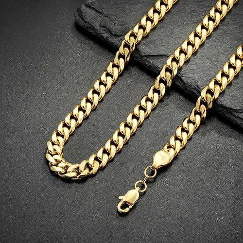 HIMSTORY Cuban Link Chain for Men, 18K Gold Over 925 Sterling Silver 3.5MM/5MM/7MM Cuban Chain Diamond Cut Gold Chain Necklaces Gifts for Boyfriend Father Husband thumbnail 6
