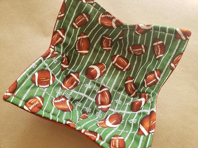 Football Microwave Bowl Cozy Stadium Field Reversible Microwave Potholder Football Bowl Holder Sports Kitchen Linens PE Teacher Coach Tailgate Handmade Gifts Under 10 thumbnail 6