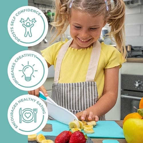 Tovla Jr. Kid Safe Knife Set for Real Cooking | 3-Piece Toddler Kitchen Knives | Montessori & STEM Cooking Tools Ages 4–12 | BPA-Free, Dishwasher-Safe | Christmas, Birthday & Stocking Stuffer Gift thumbnail 4