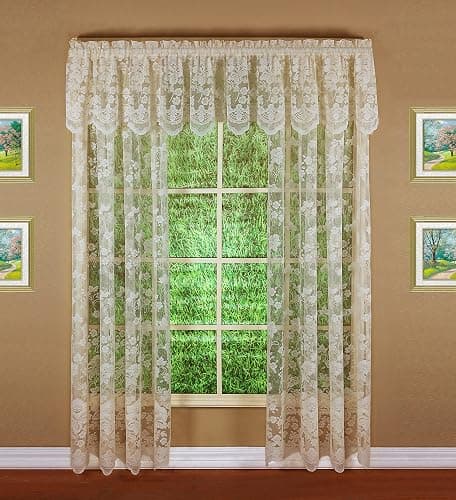 Today's Curtain Floral Vine Lace Panel 84", Ivory, 60W x 84L thumbnail 2