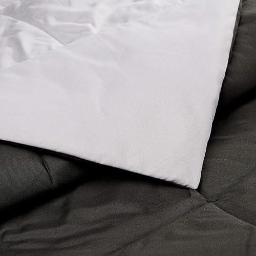 Amazon Basics Comforter Blanket Twin/Twin XL, Reversible Lightweight Microfiber All Season Blanket, Black/Grey thumbnail 4