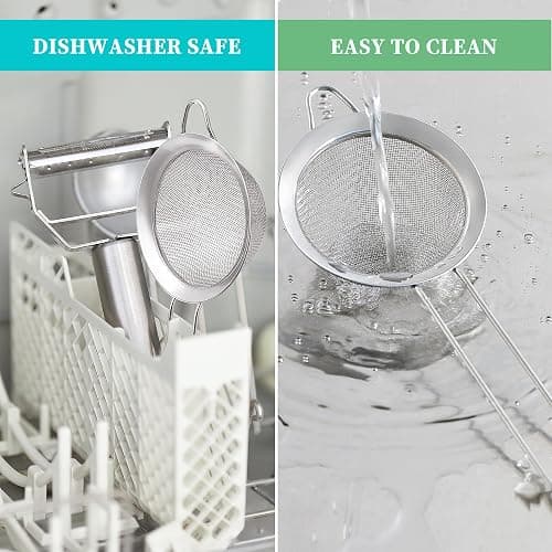 Fine Mesh Strainers for Kitchen, COKUMA Stainless Steel Metal Hand Small Mini Sieve Strainer, Cocktail Strainer Tea Coffee Juice Strainer，Food Strainer with Handlle (3.35inch, Silver) thumbnail 7