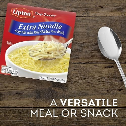 SOUP SECRETS Lipton Instant Soup Mix For a Warm Bowl of Soup Extra Noodle Soup Made With Real Chicken Broth Flavor 4.9 oz 2 ct, Pack of 12 thumbnail 4