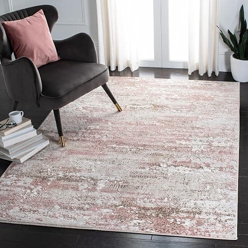 SAFAVIEH Meadow Collection Area Rug - 5'3" x 7'6", Beige & Pink, Modern Abstract Design, Non-Shedding & Easy Care, Ideal for High Traffic Areas in Living Room, Bedroom (MDW585B) - Image 1