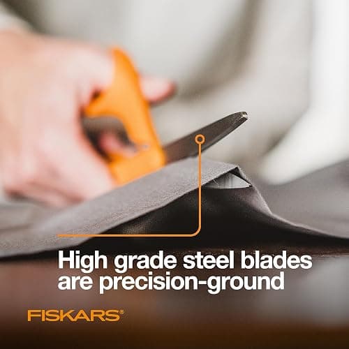 Fiskars 8" Original Orange-Handled Stainless Steel Scissors, Ergonomic and Keeps Material Flat, Sharp All-Purpose Paper and Fabric Scissors for Office, Arts, and Crafts thumbnail 5