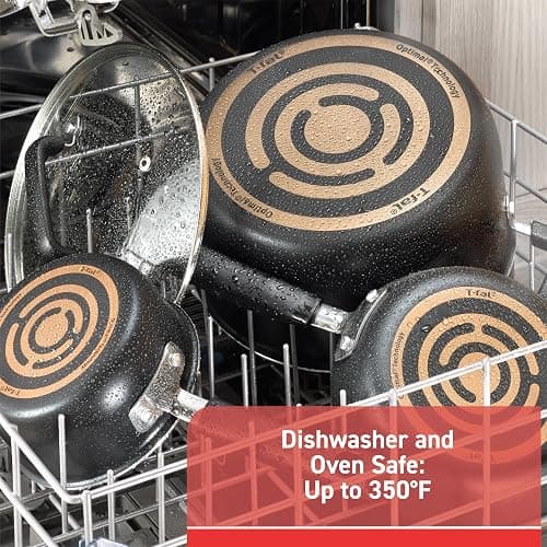 T-fal Signature Nonstick Cookware Set 12 Piece, Oven Broiler Safe 350F, Pots and Pans, Kitchen Cooking Set w/Fry Pans, Saucepans, Saute Pan, Dutch Oven, Griddle, Kitchen, Home, Dishwasher Safe, Black thumbnail 7