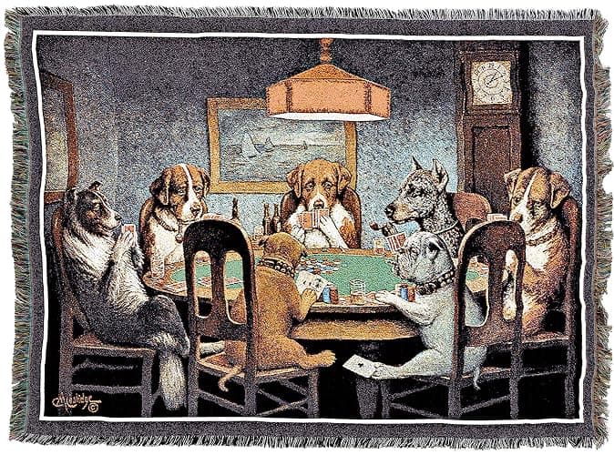 Pure Country Weavers Dogs Playing Poker Blanket - A Friend in Need -Cassius Marcellus Coolidge - Cute Funny Gift Tapestry Throw Woven from Cotton - Made in The USA (72x54) thumbnail 4