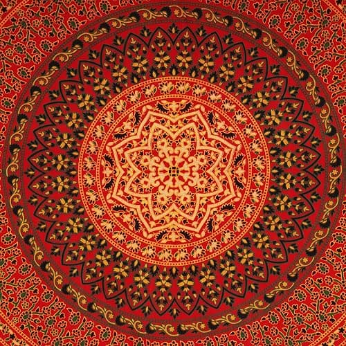 Bless International Indian-hippie-gypsy Bohemian-psychedelic Cotton-mandala Wall-hanging-tapestry-multi-color Large-mandala Hippie-tapestry (Golden Red, Queen (84x90Inches)(215x230Cms)) thumbnail 3