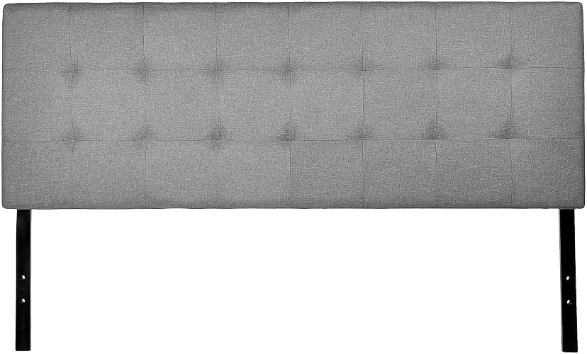 Amazon Basics Faux Linen Upholstered Tufted Headboard with Adjustable Height, King, Gray - Image 1