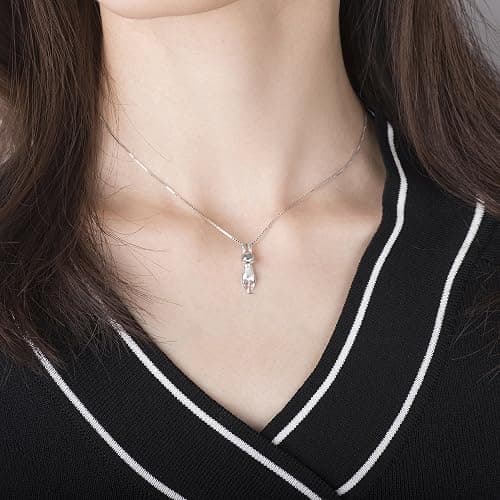 S.Leaf 925 Sterling Silver Cat Necklace Jewelry for Women Trendy Dainty Charm Pendant Necklaces Best Friend Birthday Gifts for Her Sister Mom Wife Womens thumbnail 3