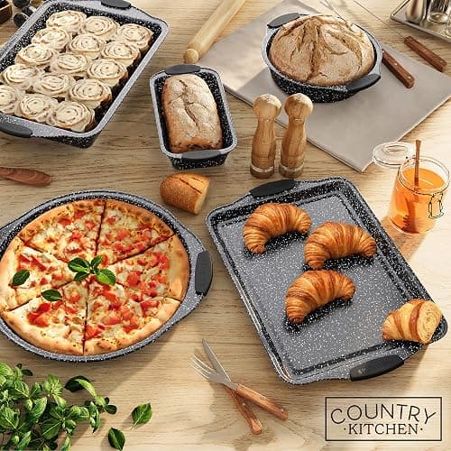 Country Kitchen Nonstick Stackable Bakeware Set - Durable, Easy Release Baking Set, Black, 10 Pcs - Black - 10 Pcs thumbnail 8
