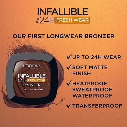 L'Oreal Paris Infallible Up to 24H Fresh Wear Soft Matte Longwear Bronzer. Waterproof, heatproof, transfer, humidity and sweatproof, Fair, 0.31 oz | heatproof, transfer, humidity and sweatproof, 0.31 oz thumbnail 2