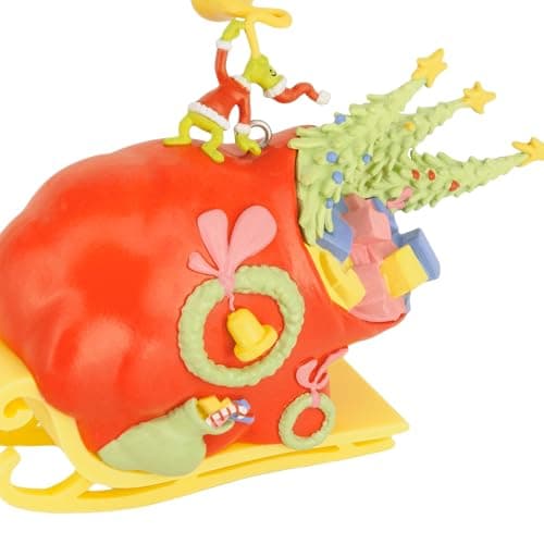 Hallmark Dr. Seuss's How The Grinch Stole Christmas! Grinch on Sleigh Christmas Ornament, Christmas Movie Gifts thumbnail 5