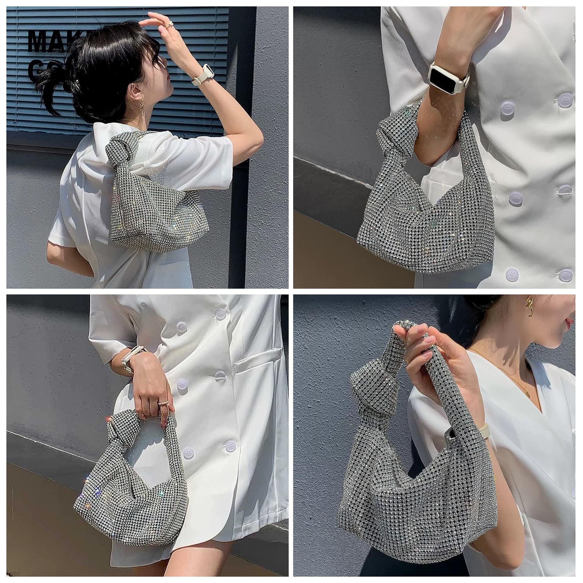 Rhinestone Purses for Women Bling Rhinestone Bag Shiny Silver Purse Evening Bag Sparkly Clutch Purses for Women thumbnail 3