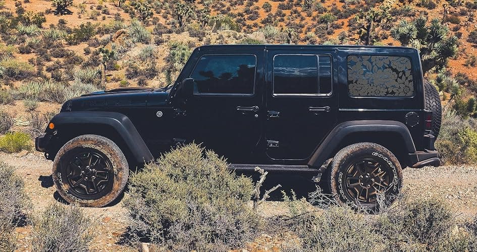 Floral Flower Print Rear Window Decals Fit 2018-2023 Wrangler 4 Door JLU Rear Quarter Window 2018 2019 2020 2021 2022 - Flowers Floral Decal Sticker Vehicle Vinyl Matte Black(4 Door only) thumbnail 5