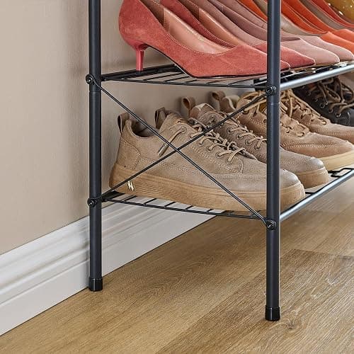 Hoctieon 3 Tier Mesh Style Shoe Rack, Entryway Shoe Shelf, Shoe Storage Organizer, Shoe Rack for Closet, Space Save for Bathroom, Garage, Hallway, Bedroom, Living Room, Black thumbnail 9