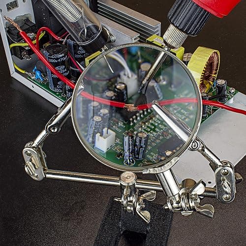 NEIKO 01902 Adjustable Helping Hand with Magnifying Glass, Third Hand Solder Aid, Soldering Wire Station Stand with Dual Alligator Clips and a Heavy Base, Beading & Jewelry Making Tools, Solder Holder thumbnail 7