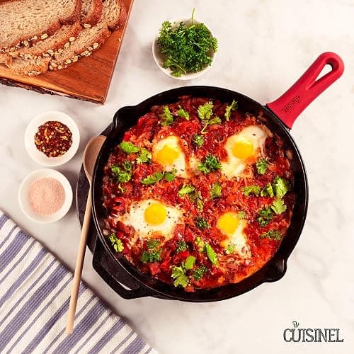 Cuisinel Pre-Seasoned Cast Iron Skillet (12-Inch) W/Tempered Glass Lid and Handle Cover Oven Safe Cookware | Heat-Resistant Holder | Indoor and Outdoor Use | Grill, Stovetop, Induction Safe thumbnail 7