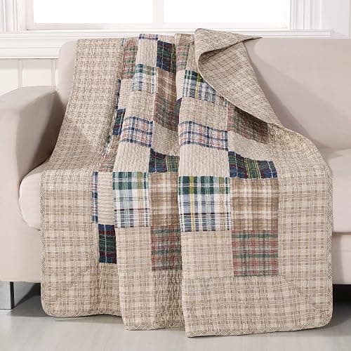 Greenland Home Oxford 100% Cotton Throw Blanket, Tan 50 x 60 in thumbnail 2