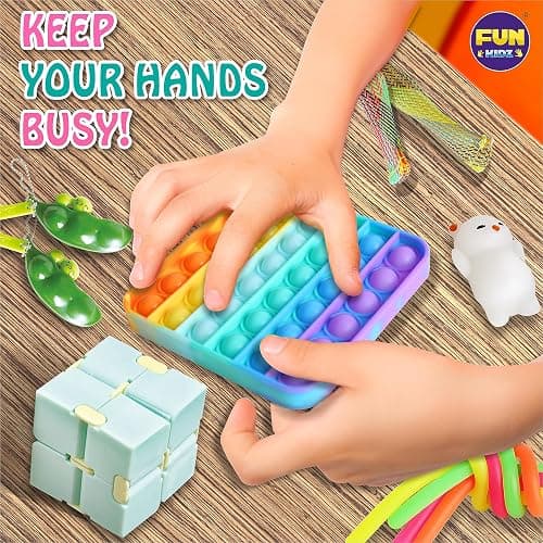 Fidget Box for Girls Boys, FunKidz Mystery Sensory Fidget Pack Toys for Stress Relief Kids Party Favors Gift Classroom Prizes Travel Camping with Portable Case thumbnail 3