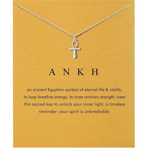 Dainty Silver Necklace for Women - Ankh Jesus Horse Celtic Cross Necklace for Women, Dainty Charm Spider Christian Gifts for Friends Sister Mom, Birthday, Christmas, Mother's Day, Graduation Gifts - Image 1