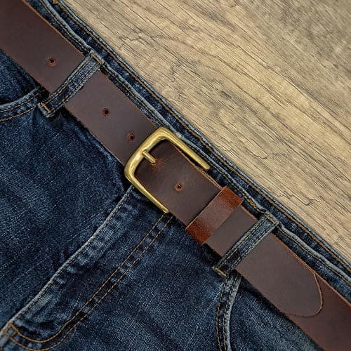 Ashford Ridge Made in England 34mm Full Hide Leather Belt with Brass Colour Buckle thumbnail 5