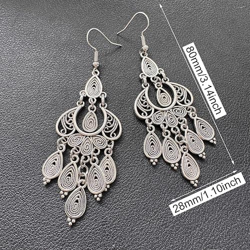 JIMARIN Unique Bohemian Vintage Bronze Chandelier Teardrop Flower Geometry Dangle Drop Earrings For Women thumbnail 6