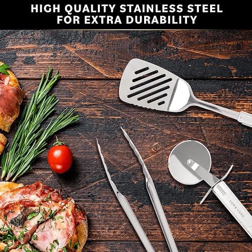 Home Hero 54-Piece Stainless Steel Kitchen Utensils Set - Heat-Resistant Nonstick Silicone & Stainless Steel Cooking Utensils - Complete Tools with Slotted Spoon & Pasta Spoon - Pack of 54, Silver thumbnail 6